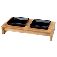 Підставка Trixie Bowl Set з 2 мисками для собак, кераміка та дерево, 0.2 л