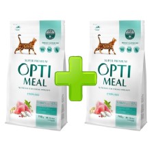Акція Optimeal Cat Sterilised Turkey для стерилізованих кішок з індичкою 700г+700г
