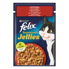 Вологий корм для кішок Felix Sensations, з яловичиною та томатами, 26*85 г