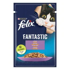 Вологий корм для кішок Felix Fantastic, з ягням, 26*85 г